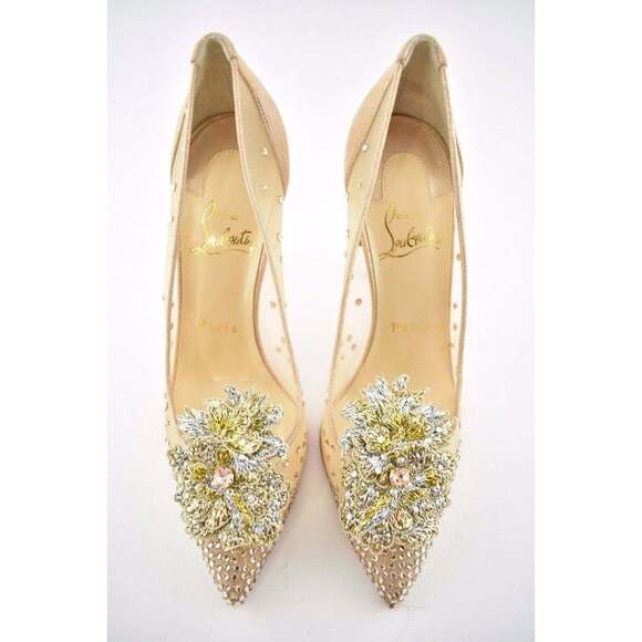 Christian Louboutin Marenude 100 Nude Strass Crystal Mesh Pigalle Heel Pump 40 - Picture 8 of 12